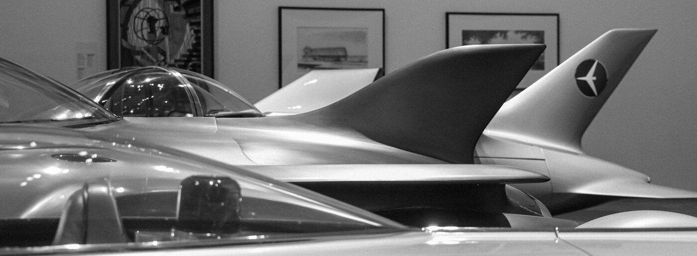 Schwarz-Weiss Fotografie der Firebird I, Firebird II, Firebird III